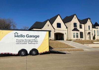 Hello garage trailer in front of a house.