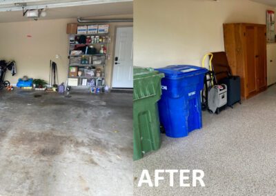 Before and after pictures of a garage.